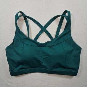 Running Girl Sports Bra Teal Cross Back Medium Support Workout Fitness Womens XL